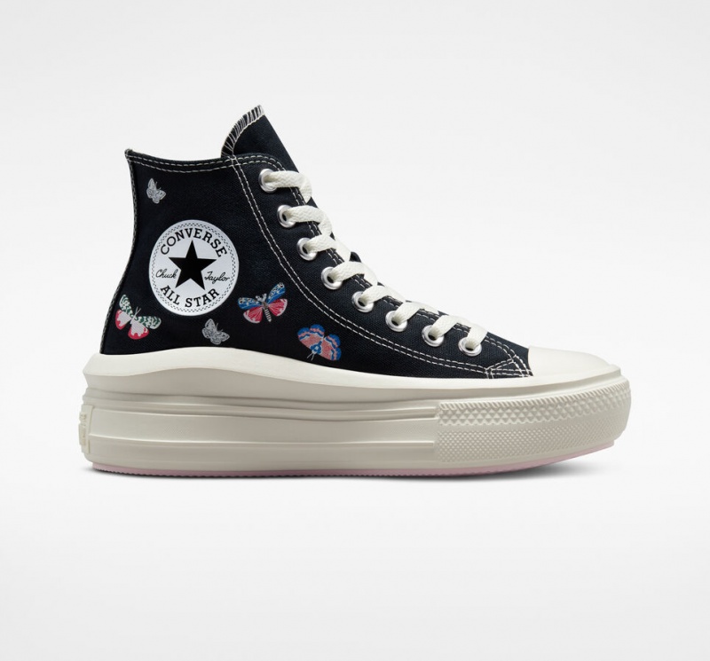 Converse Chuck Taylor All Star Move Platform Butterfly Wings Zwart Roze | 2864-EXGWP