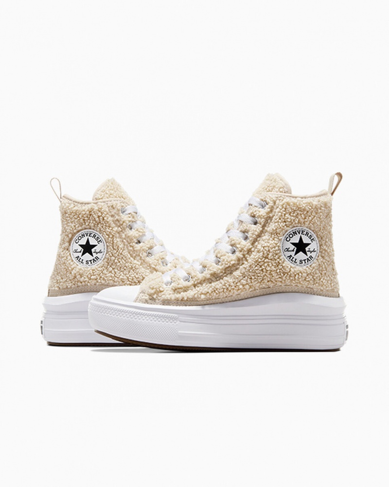 Converse Chuck Taylor All Star Move Platform Sherpa Wit Zwart | 5826-WPROT