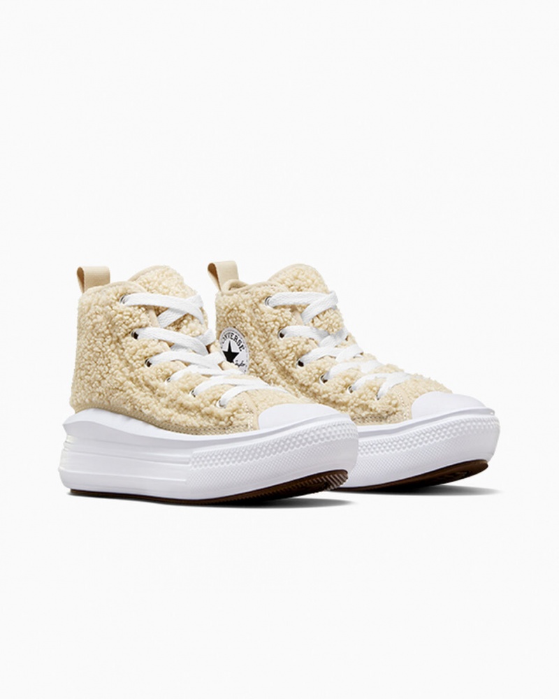 Converse Chuck Taylor All Star Move Platform Sherpa Wit Zwart | 8053-ADXJQ