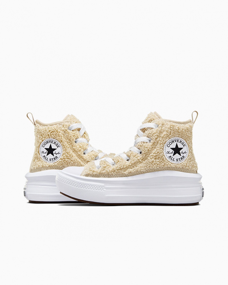 Converse Chuck Taylor All Star Move Platform Sherpa Wit Zwart | 8053-ADXJQ