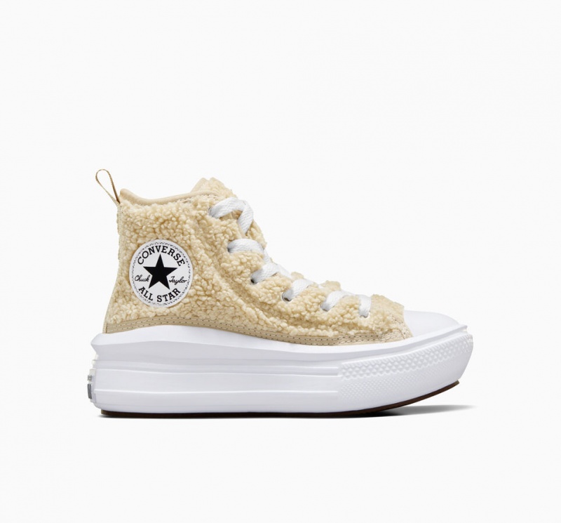 Converse Chuck Taylor All Star Move Platform Sherpa Wit Zwart | 8053-ADXJQ