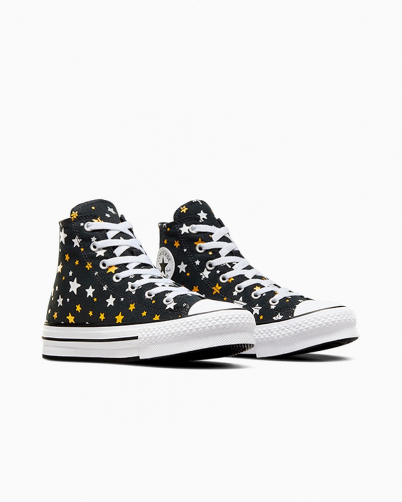 Converse Chuck Taylor All Star Platform Lift Sparkle Zwart Zilver Goud | 0851-GNUBY