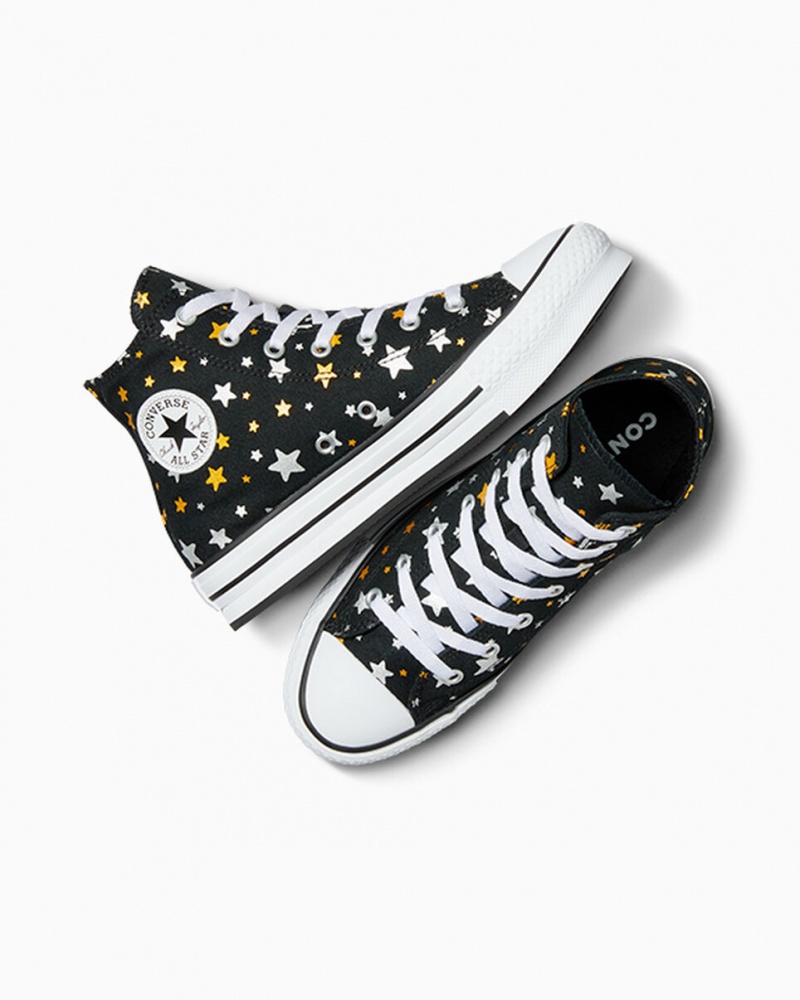 Converse Chuck Taylor All Star Platform Lift Sparkle Zwart Zilver Goud | 0851-GNUBY