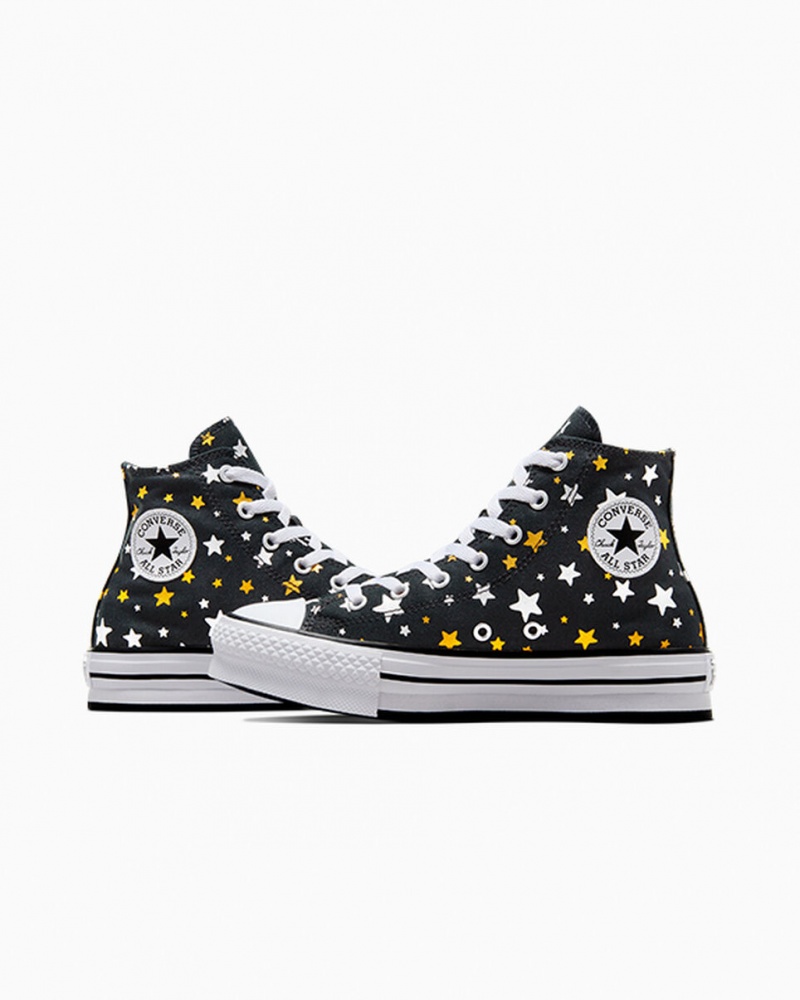 Converse Chuck Taylor All Star Platform Lift Sparkle Zwart Zilver Goud | 0851-GNUBY