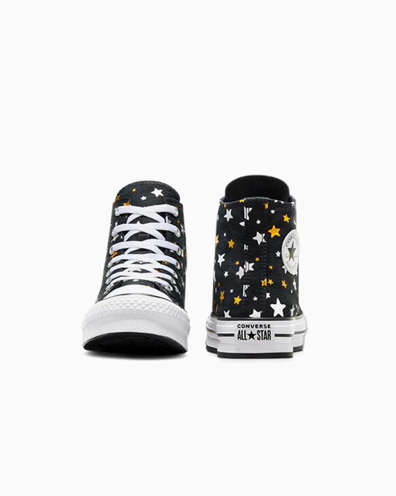 Converse Chuck Taylor All Star Platform Lift Sparkle Zwart Zilver Goud | 8962-BWJHQ