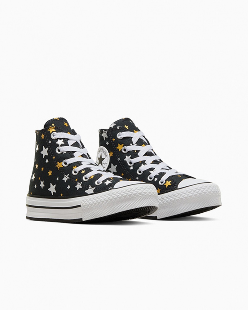 Converse Chuck Taylor All Star Platform Lift Sparkle Zwart Zilver Goud | 2943-HZWSE