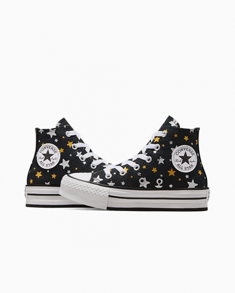 Converse Chuck Taylor All Star Platform Lift Sparkle Zwart Zilver Goud | 2943-HZWSE