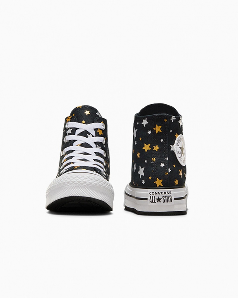 Converse Chuck Taylor All Star Platform Lift Sparkle Zwart Zilver Goud | 2943-HZWSE