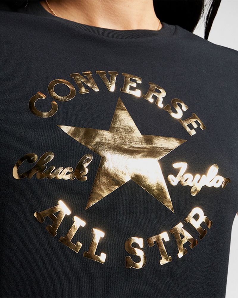 Converse Chuck Taylor Patch Cropped T-Shirt Zwart | 0869-NWGJV