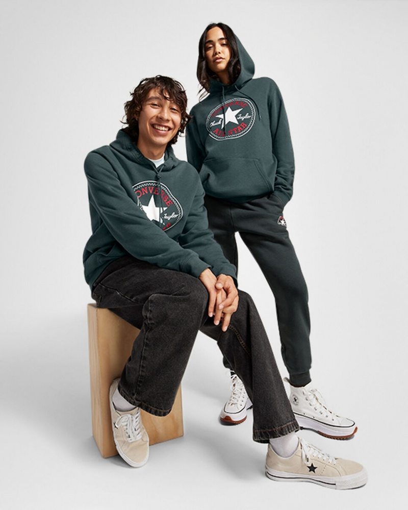 Converse Converse Go-To All Star Patch Standard-Fit Fleece Pullover Hoodie Groen | 3768-CYXUP