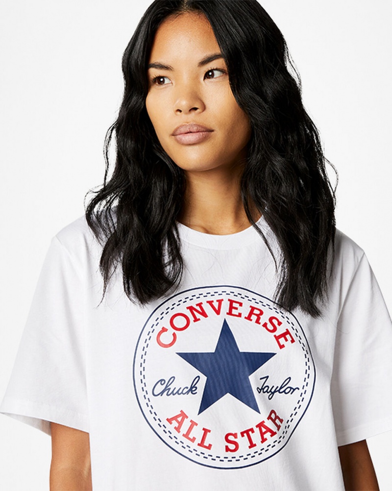 Converse Converse Go-To All Star Patch Standard-Fit T-Shirt Wit | 9325-ZGEMJ