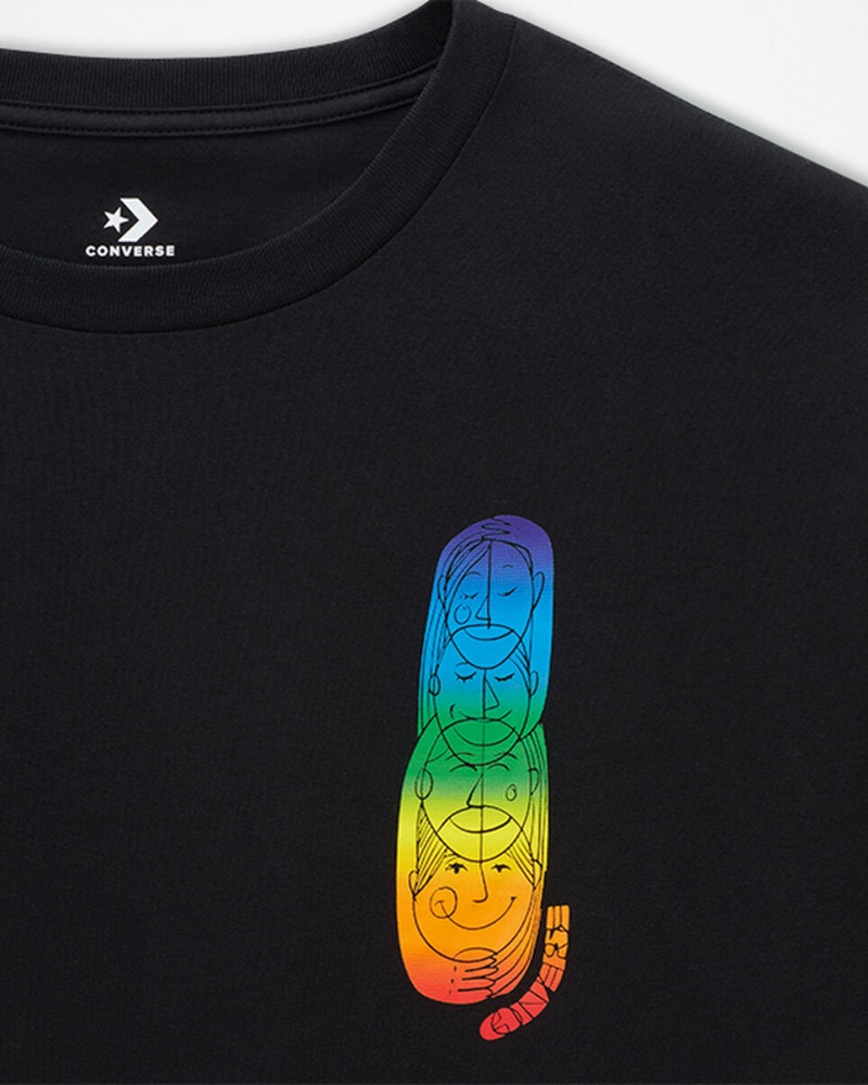 Converse Converse Go-To All Star Pride Deconstructed Grafische T-Shirt Zwart | 1567-WHUCV