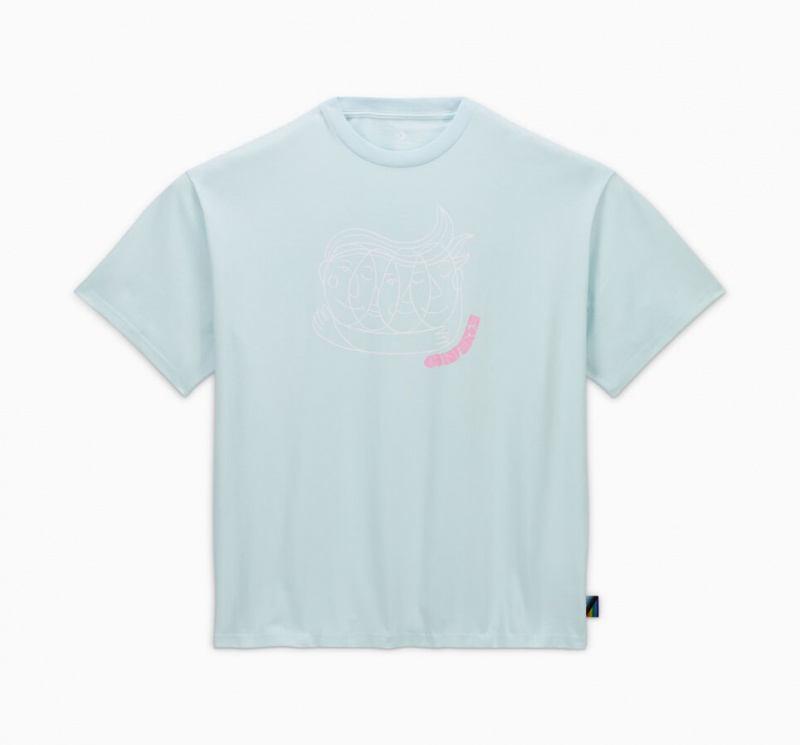 Converse Converse Go-To All Star Pride Together T-Shirt Aqua Mist | 5718-ZIRQW