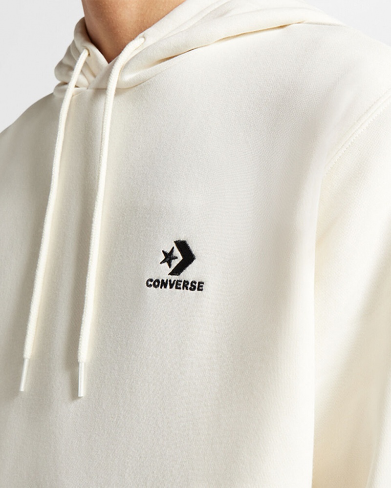 Converse Converse Go-To Embroidered Star Chevron Standard-Fit Fleece Hoodie Egret | 2651-PBTZM