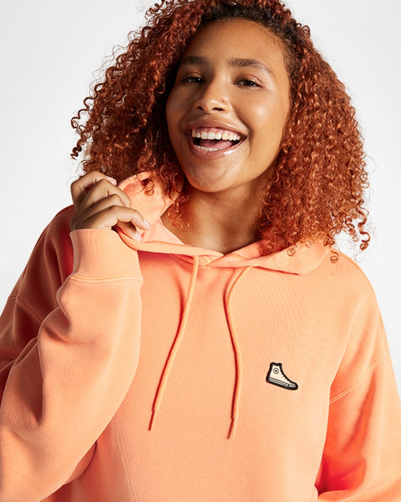 Converse Converse Go-To Sneaker Patch Loose-Fit Pullover Hoodie Tiger Moth | 7031-PODBI