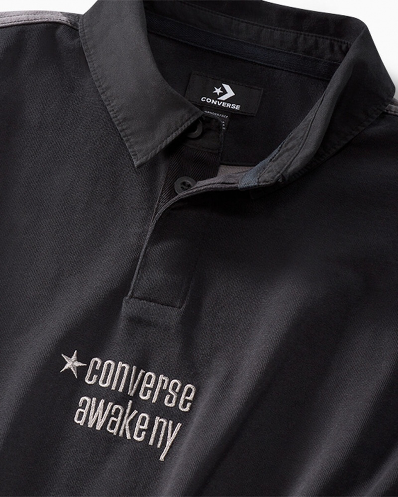 Converse Converse x Awake NY Rugby Shirt Zwart | 8560-SXKAL