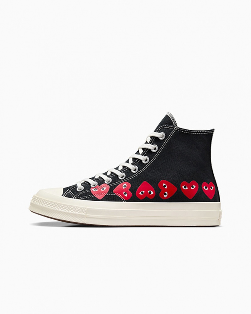 Converse Converse x Comme des Garçons PLAY Chuck 70 Multi Heart Zwart Rood | 1084-KRZUJ