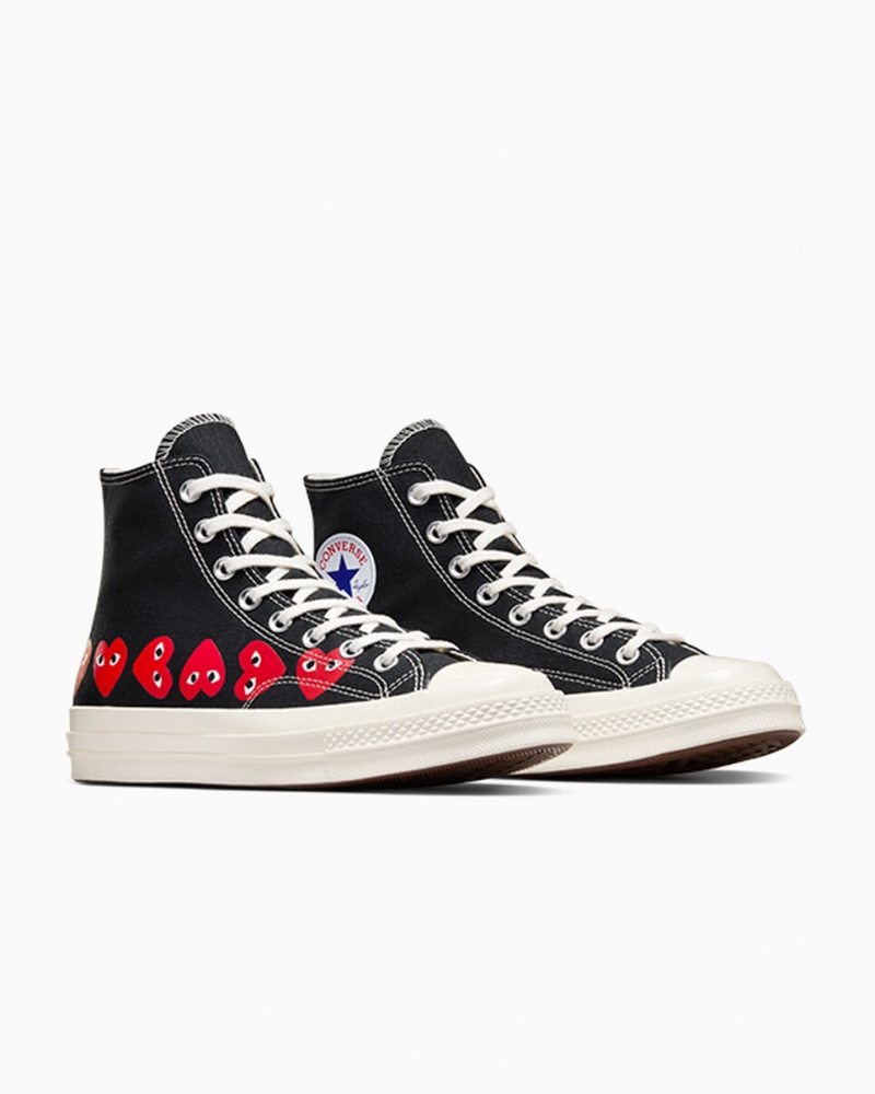 Converse Converse x Comme des Garçons PLAY Chuck 70 Multi Heart Zwart Rood | 1084-KRZUJ