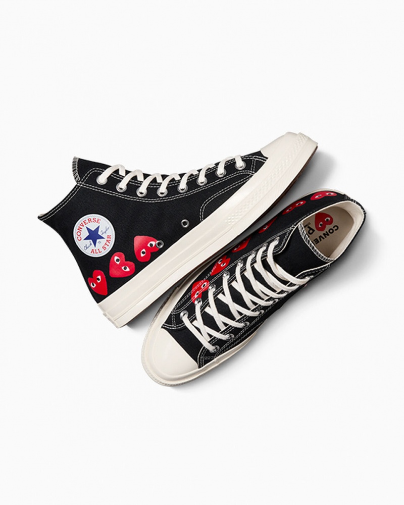 Converse Converse x Comme des Garçons PLAY Chuck 70 Multi Heart Zwart Rood | 1084-KRZUJ