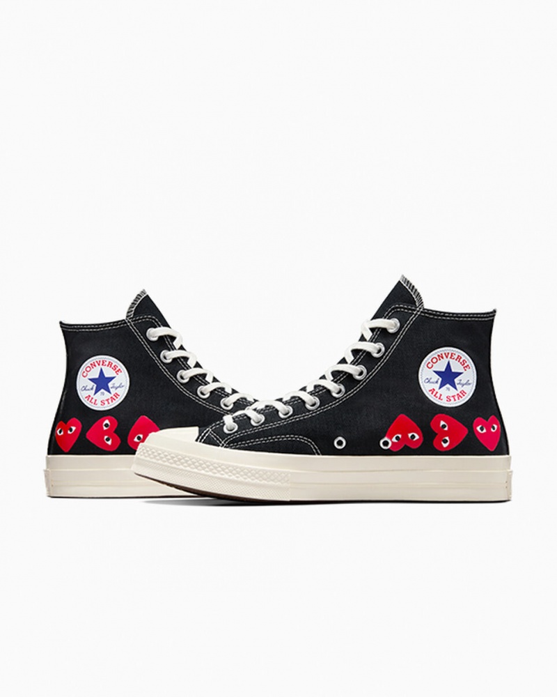 Converse Converse x Comme des Garçons PLAY Chuck 70 Multi Heart Zwart Rood | 1084-KRZUJ