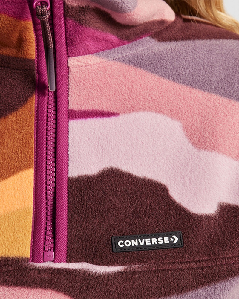 Converse Counter Climate Polar Fleece Abstract Half-Zip Popover Phantom Violet Multi | 5406-FYHJU