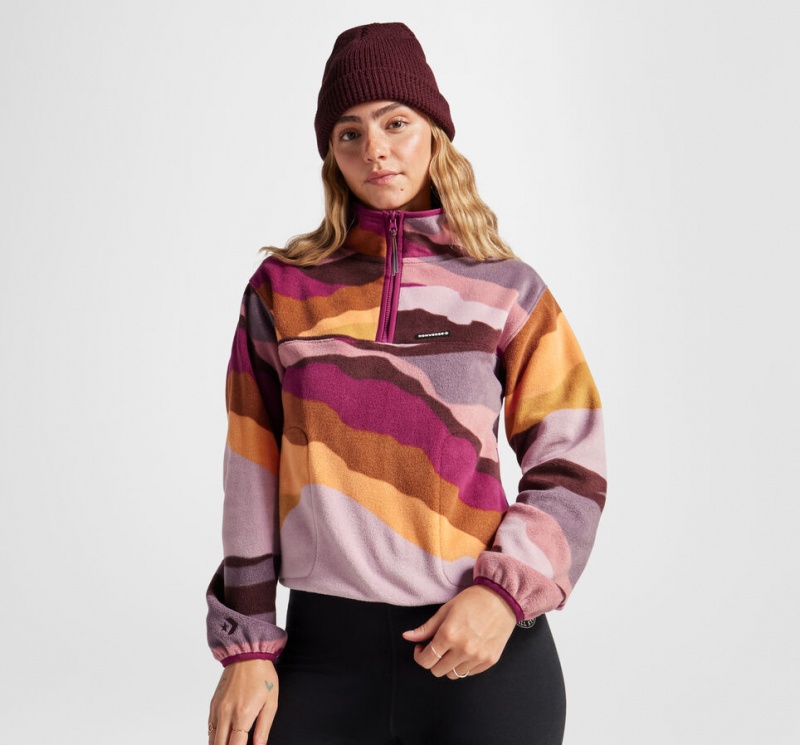 Converse Counter Climate Polar Fleece Abstract Half-Zip Popover Phantom Violet Multi | 5406-FYHJU