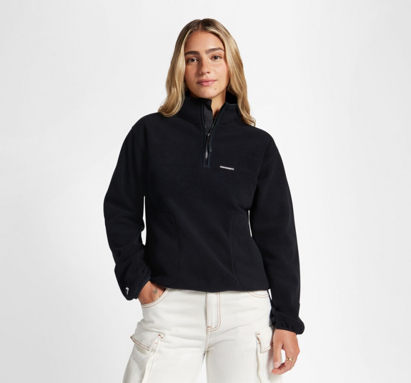 Converse Counter Climate Polar Fleece Half-Zip Popover Zwart | 1782-TQVDU