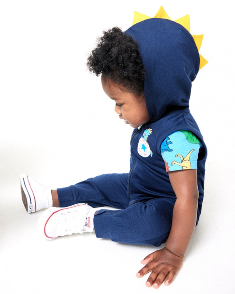 Converse Dino Explorer Met Capuchon Coverall & Bodysuit Set Donkerblauw | 6251-LBTEI