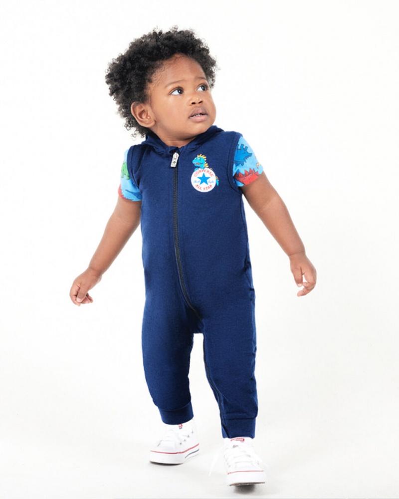 Converse Dino Explorer Met Capuchon Coverall & Bodysuit Set Donkerblauw | 6251-LBTEI