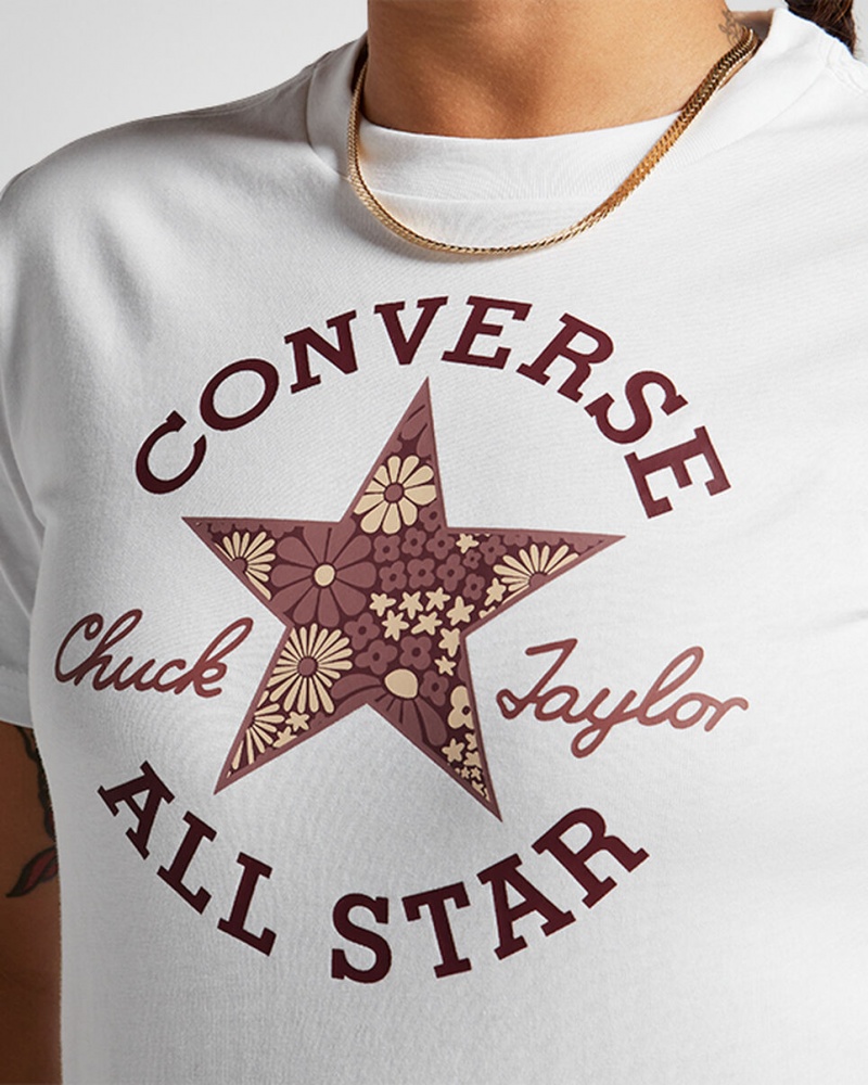 Converse Floral Patch T-Shirt Wit | 4981-GEKFH