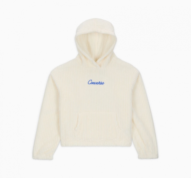 Converse Geribbeld Sherpa Fleece Hoodie Egret | 0792-UBKYJ