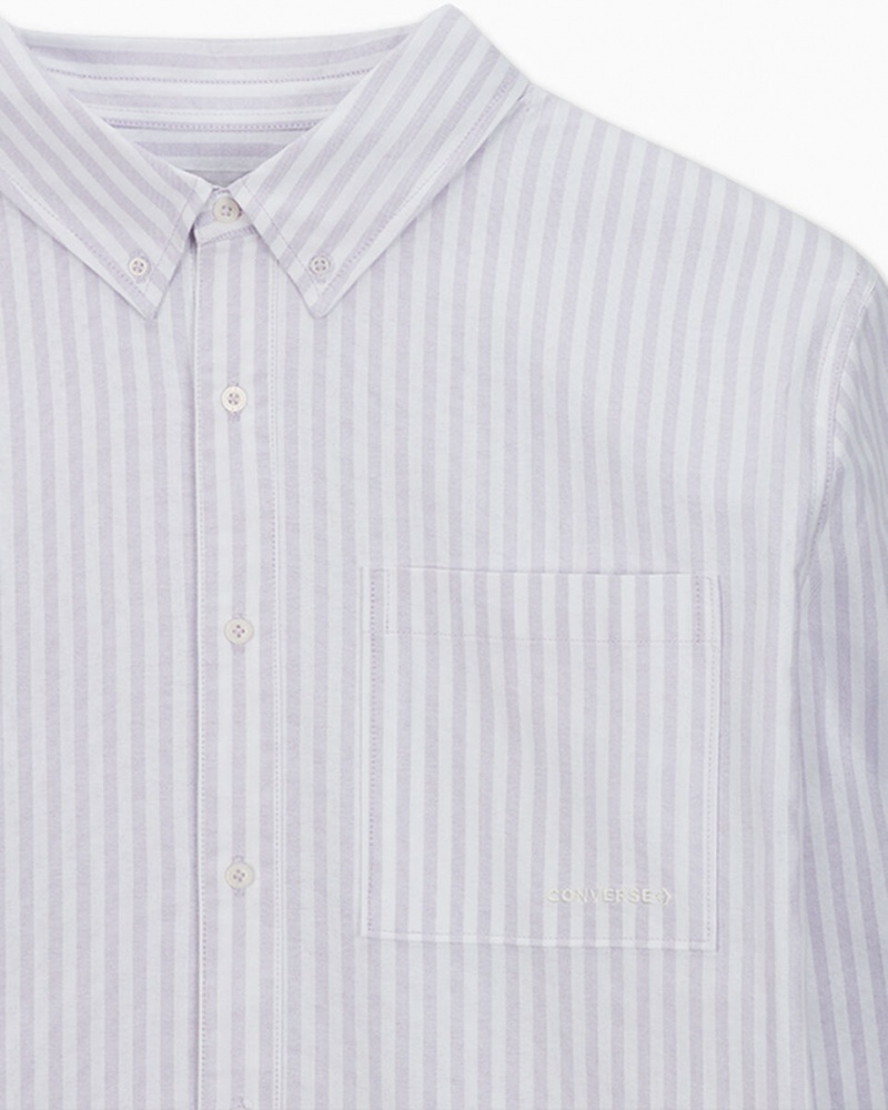 Converse Gestreept Oxford Button-Up Shirt Vapor Violet Stripe | 1248-OTLQV