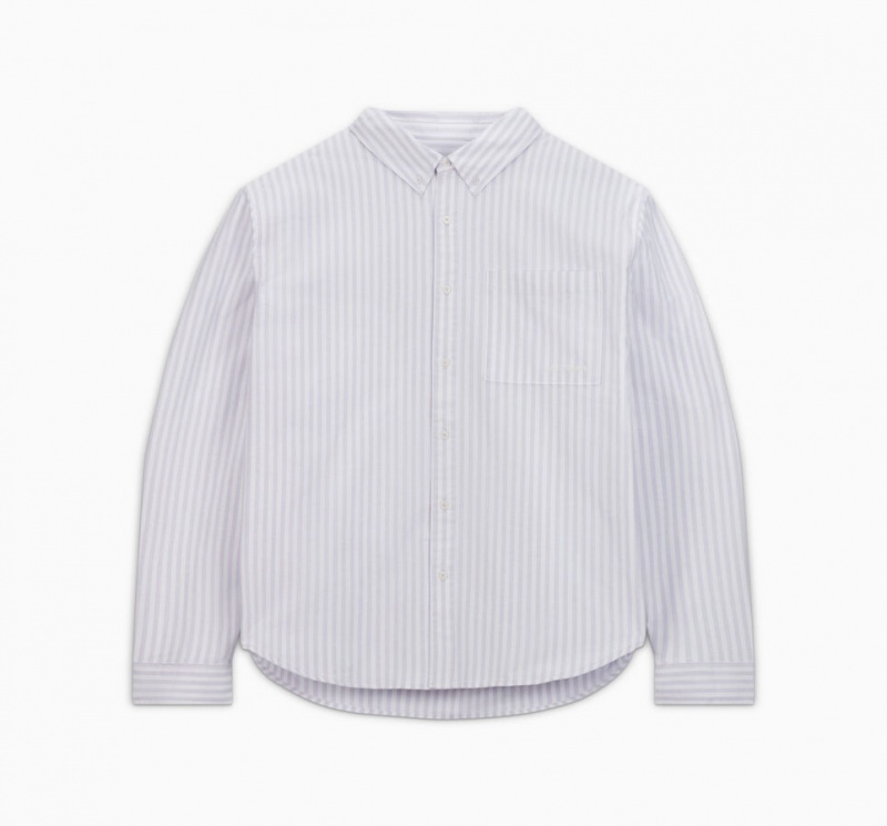 Converse Gestreept Oxford Button-Up Shirt Vapor Violet Stripe | 1248-OTLQV