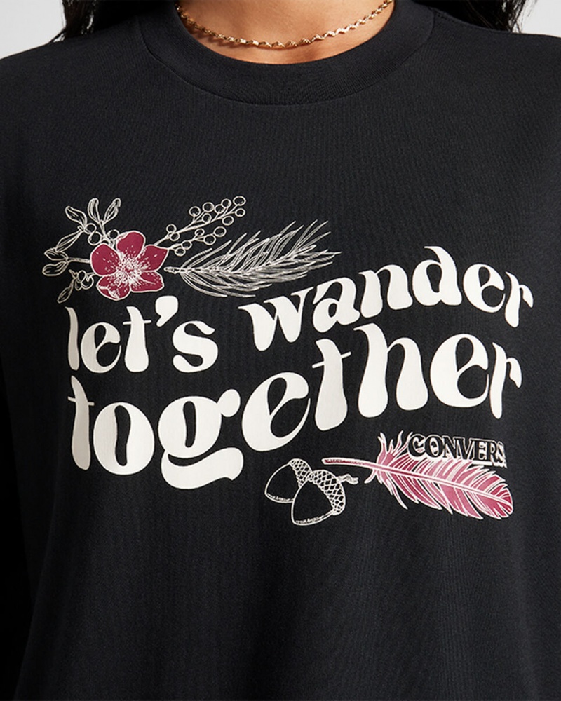 Converse Let's Wander Together Long Sleeve T-Shirt Zwart | 1043-IYPLM