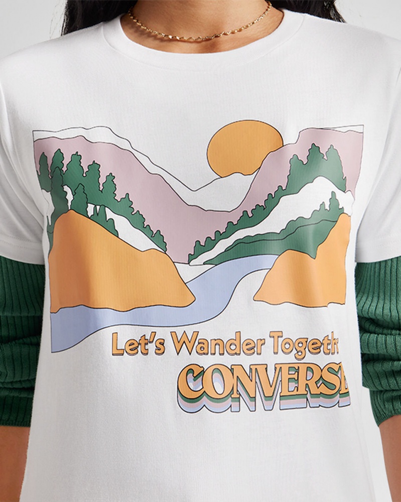 Converse Outdoor Art T-Shirt Wit | 4782-BQMKG