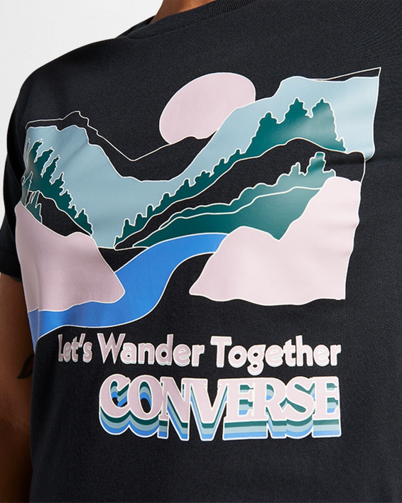 Converse Outdoor Art T-Shirt Zwart | 4718-MKZXW