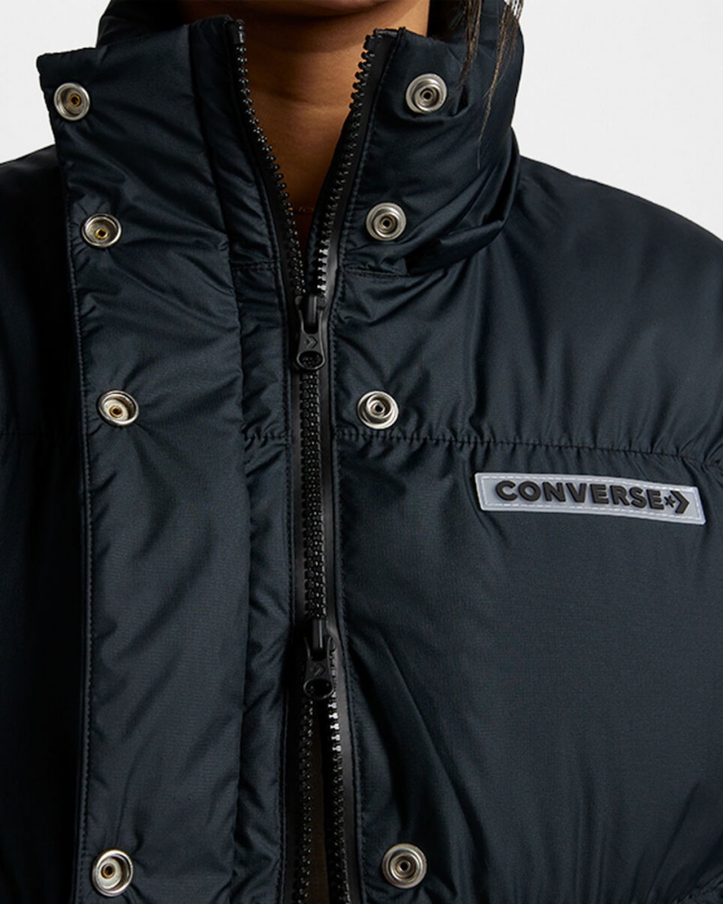 Converse Oversized Super Puffer Jacket Zwart | 1370-YTVSE