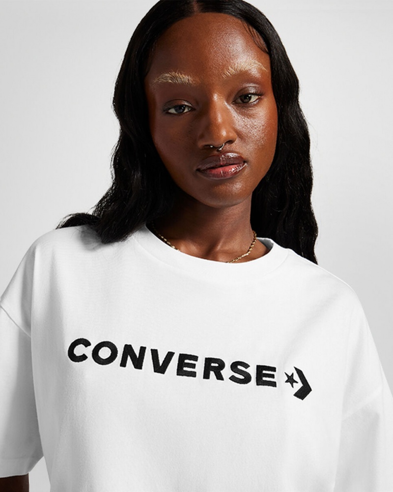 Converse Oversized Wordmark T-Shirt Wit | 5917-OMUXY