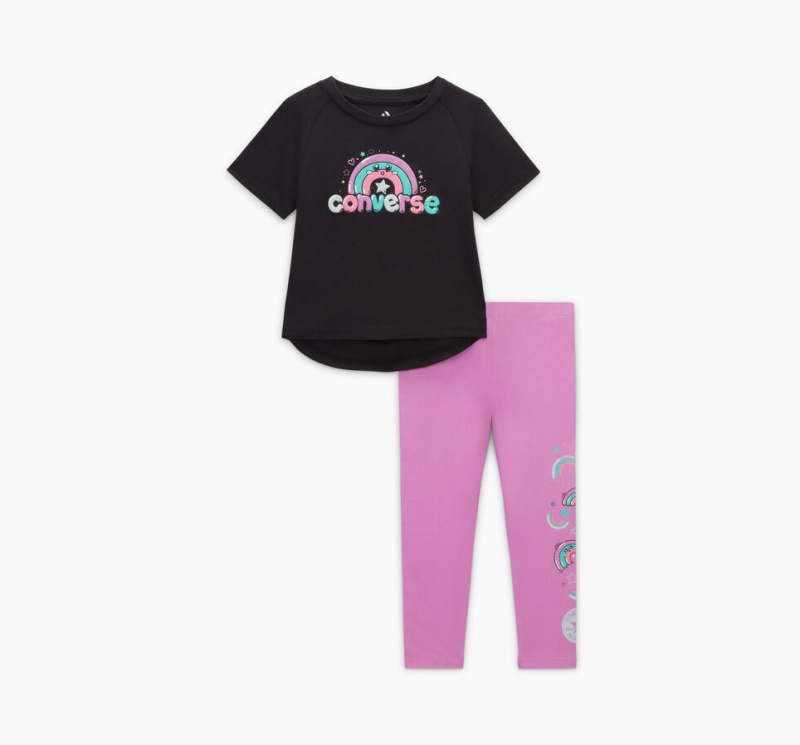 Converse Rainbow Floral T-Shirt & Leggings Set Grape Fizz | 9621-ITMDJ