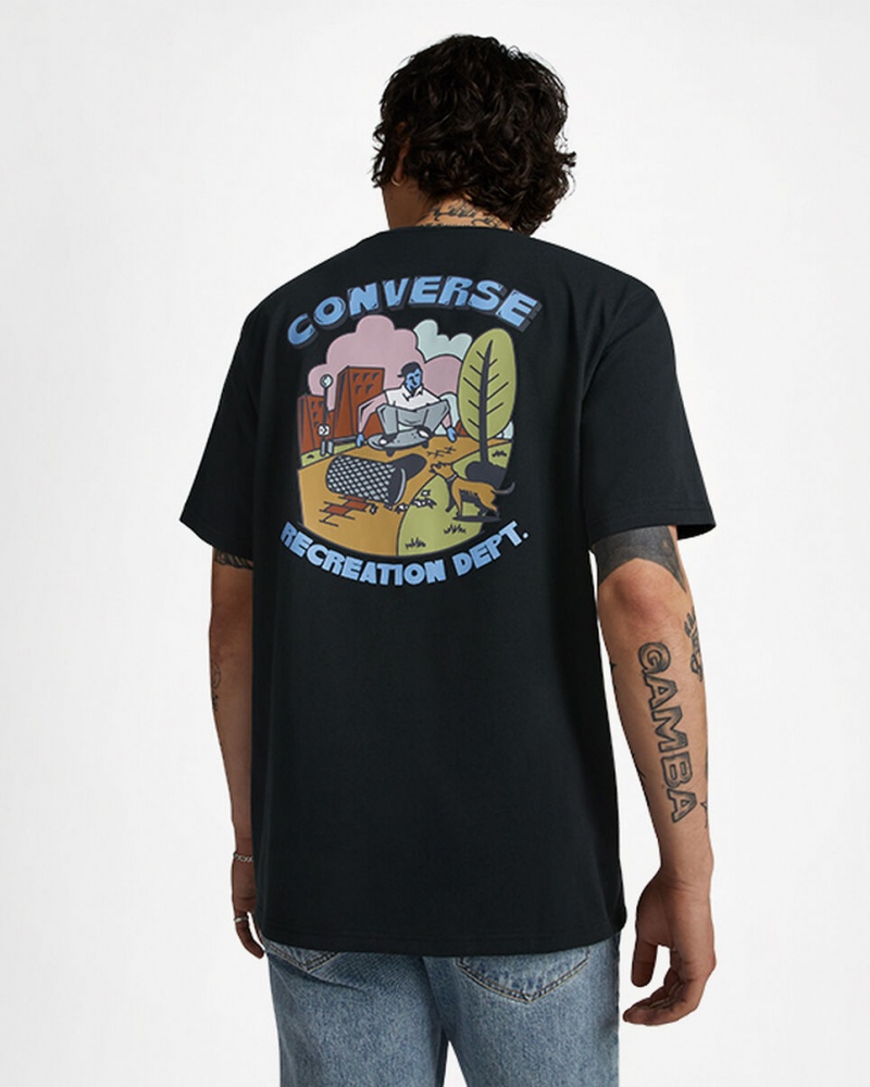 Converse Recreation Department Grafische T-Shirt Zwart | 1547-RJUIX