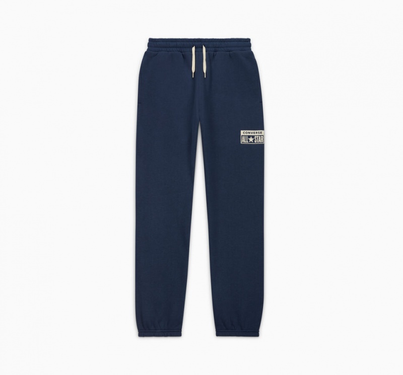 Converse Relaxed Fleece Joggers Donkerblauw | 8724-VGLCN