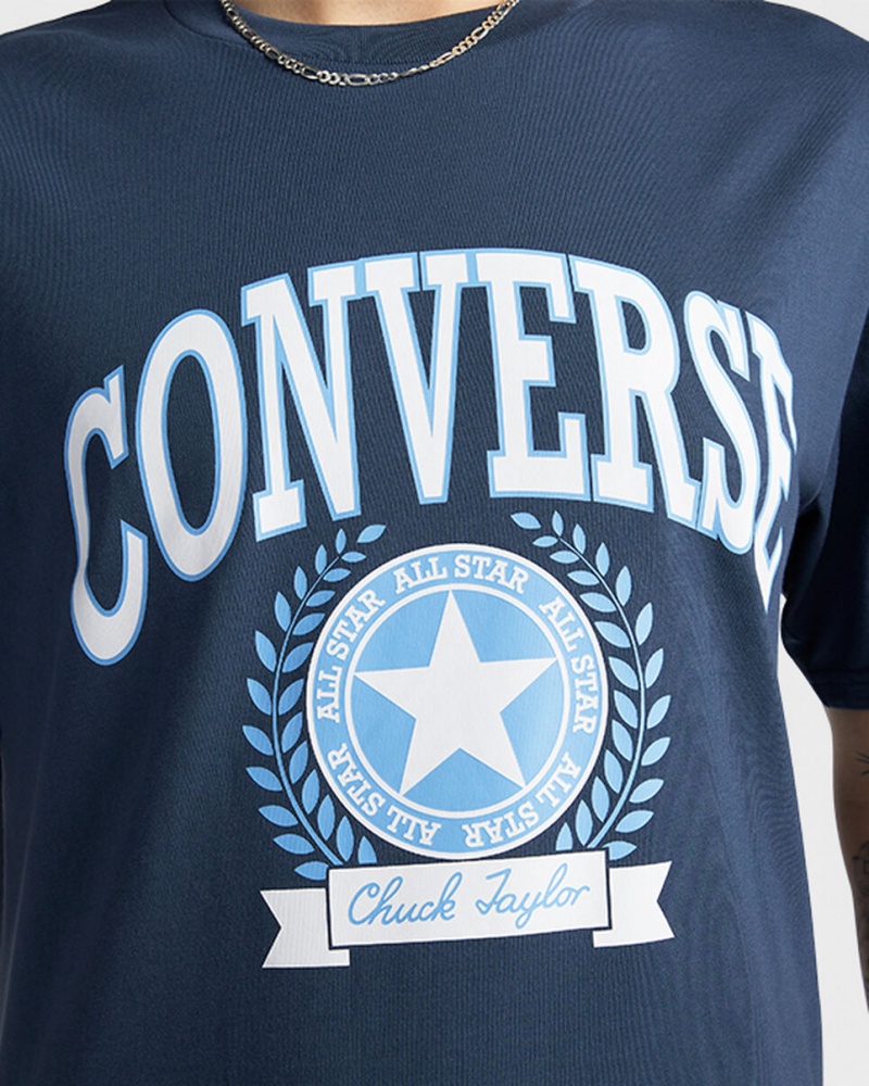 Converse Retro Collegiate Grafische T-Shirt Donkerblauw | 5937-LXDIR