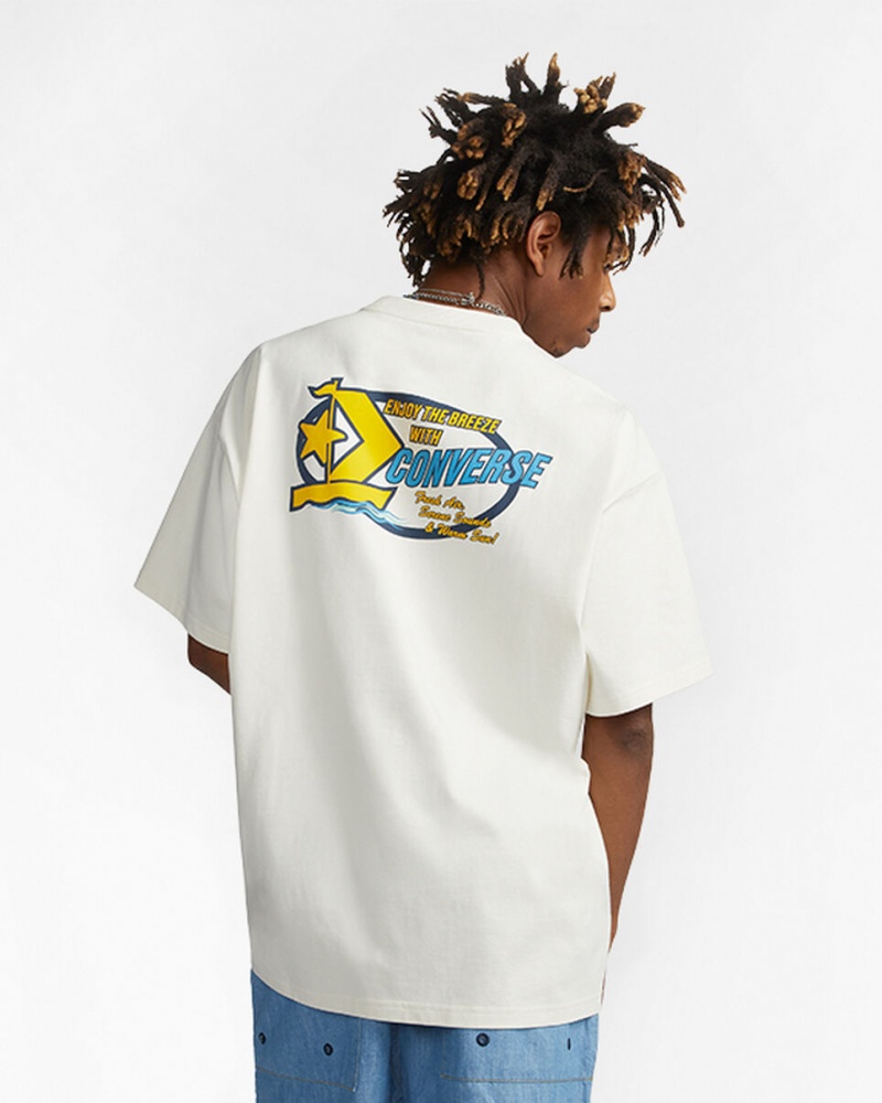 Converse Retro Sailboat Grafische T-Shirt Egret | 0536-XIHSD