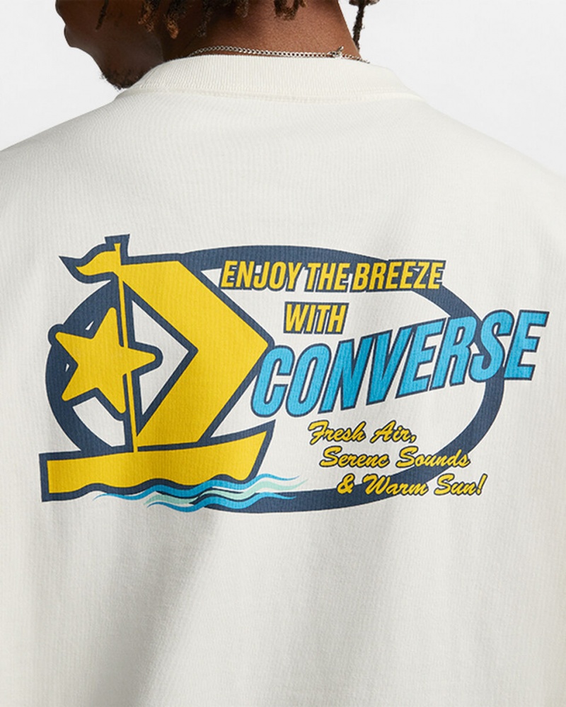 Converse Retro Sailboat Grafische T-Shirt Egret | 0536-XIHSD