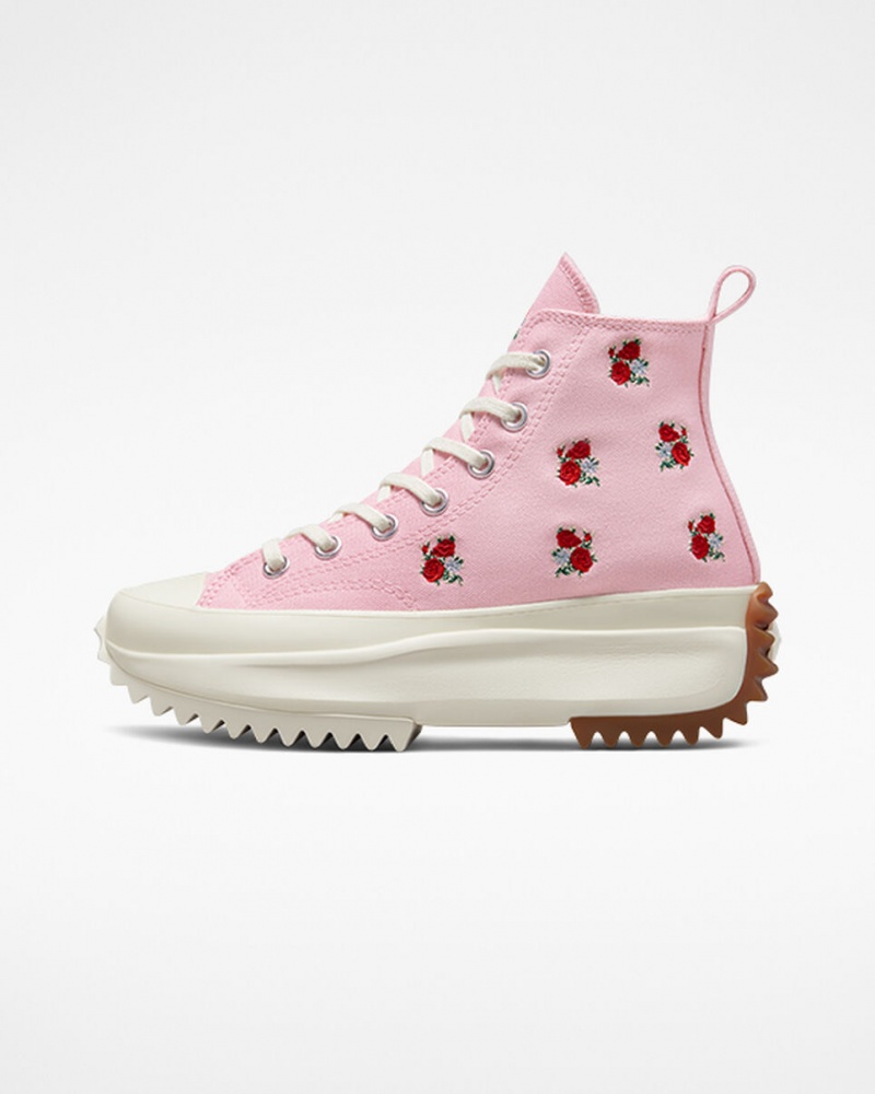 Converse Run Star Hike Platform Embroidered Floral Roze Rood | 3517-DNMLA