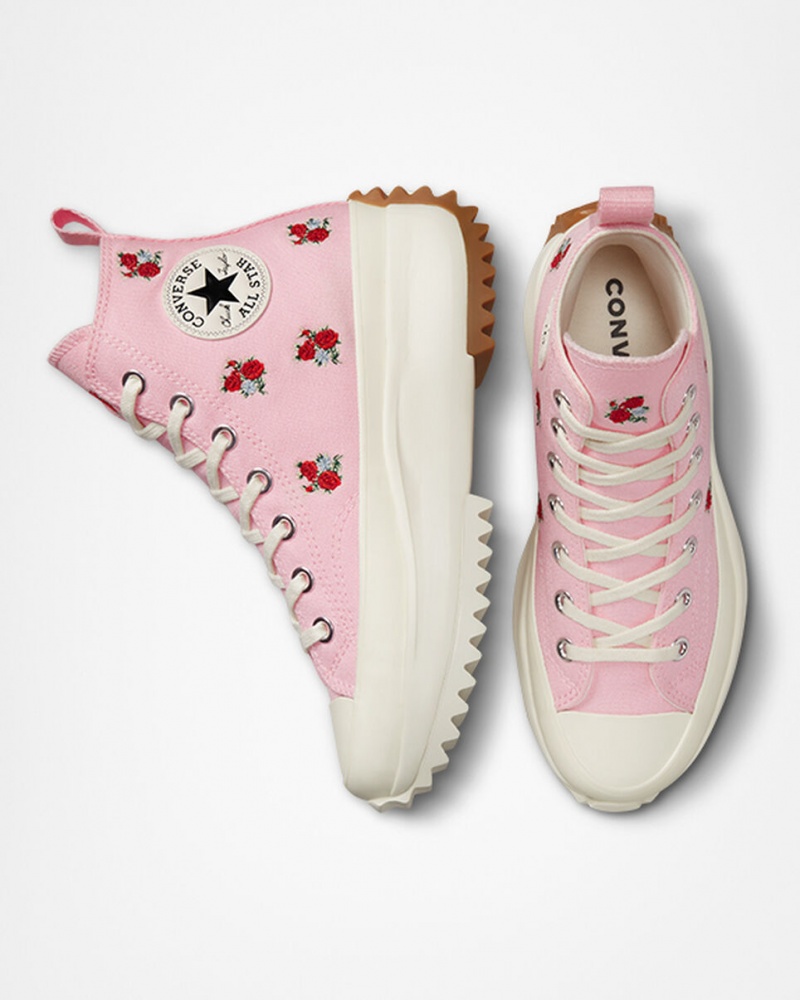 Converse Run Star Hike Platform Embroidered Floral Roze Rood | 3517-DNMLA