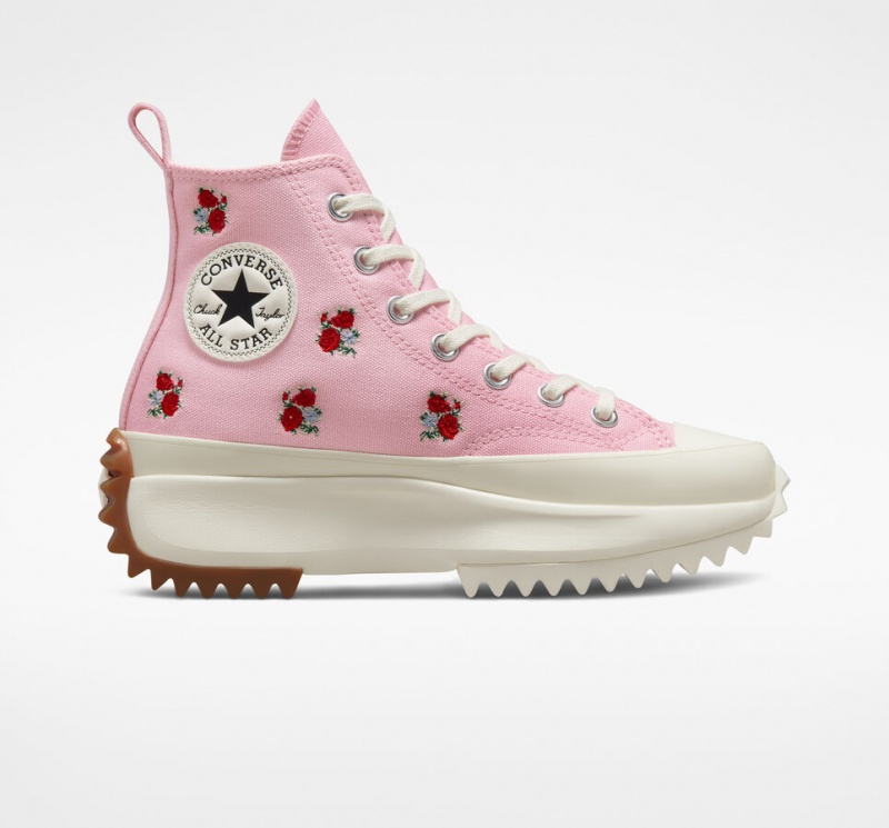 Converse Run Star Hike Platform Embroidered Floral Roze Rood | 3517-DNMLA