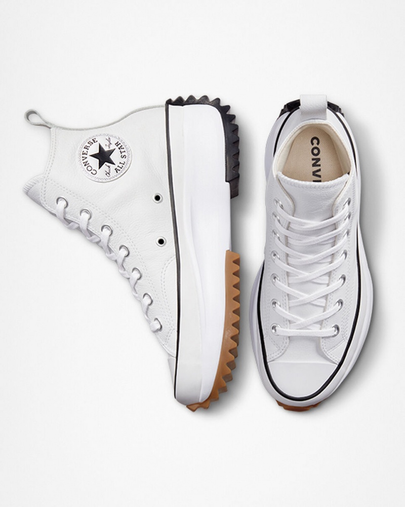 Converse Run Star Hike Platform Foundational Leren Wit Zwart | 1625-WEXHG