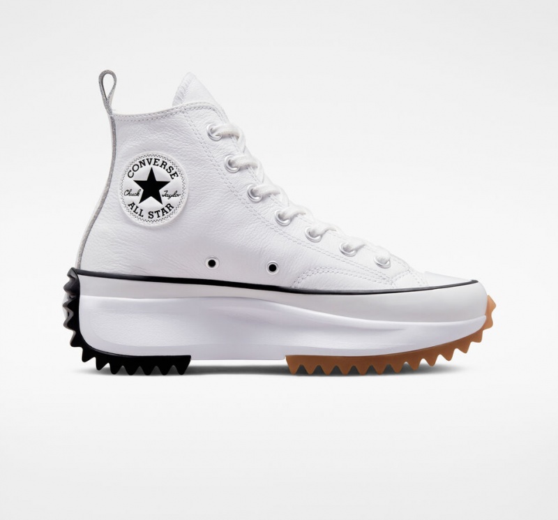 Converse Run Star Hike Platform Foundational Leren Wit Zwart | 1625-WEXHG