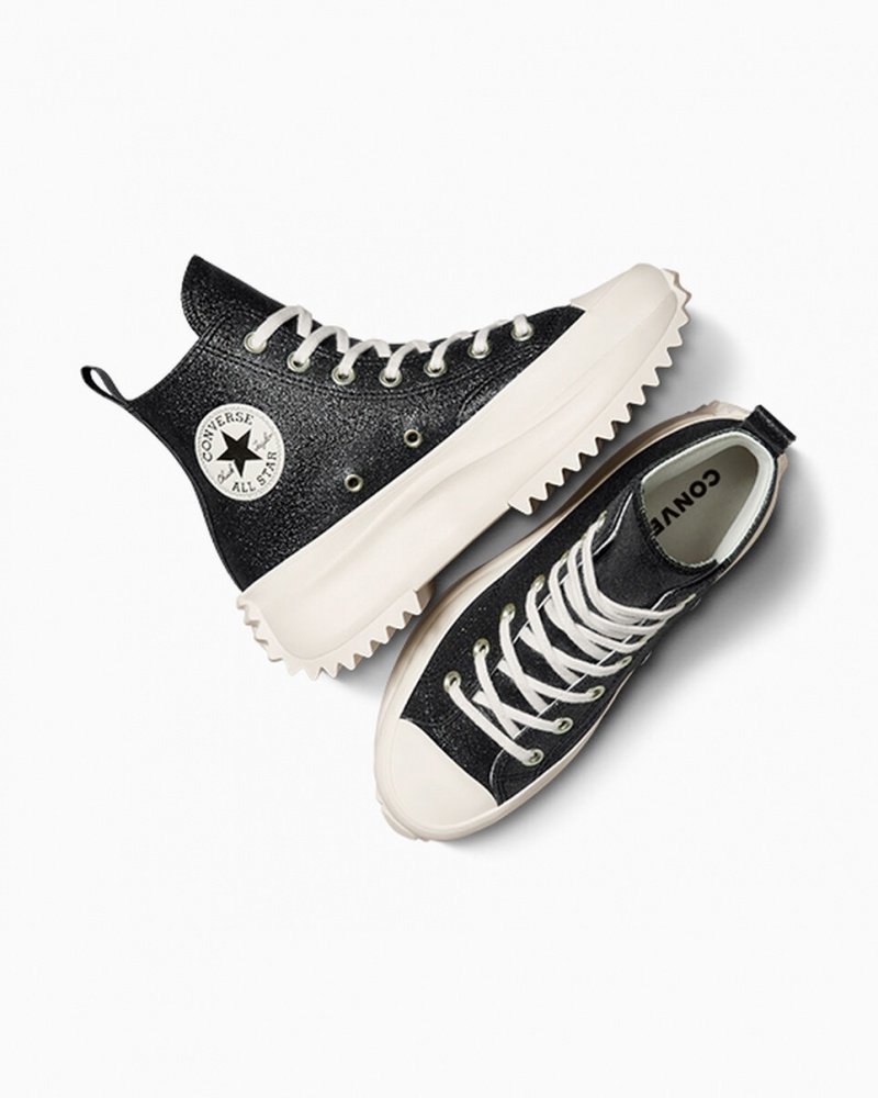 Converse Run Star Hike Platform Glitter Zwart | 0436-HYTNZ